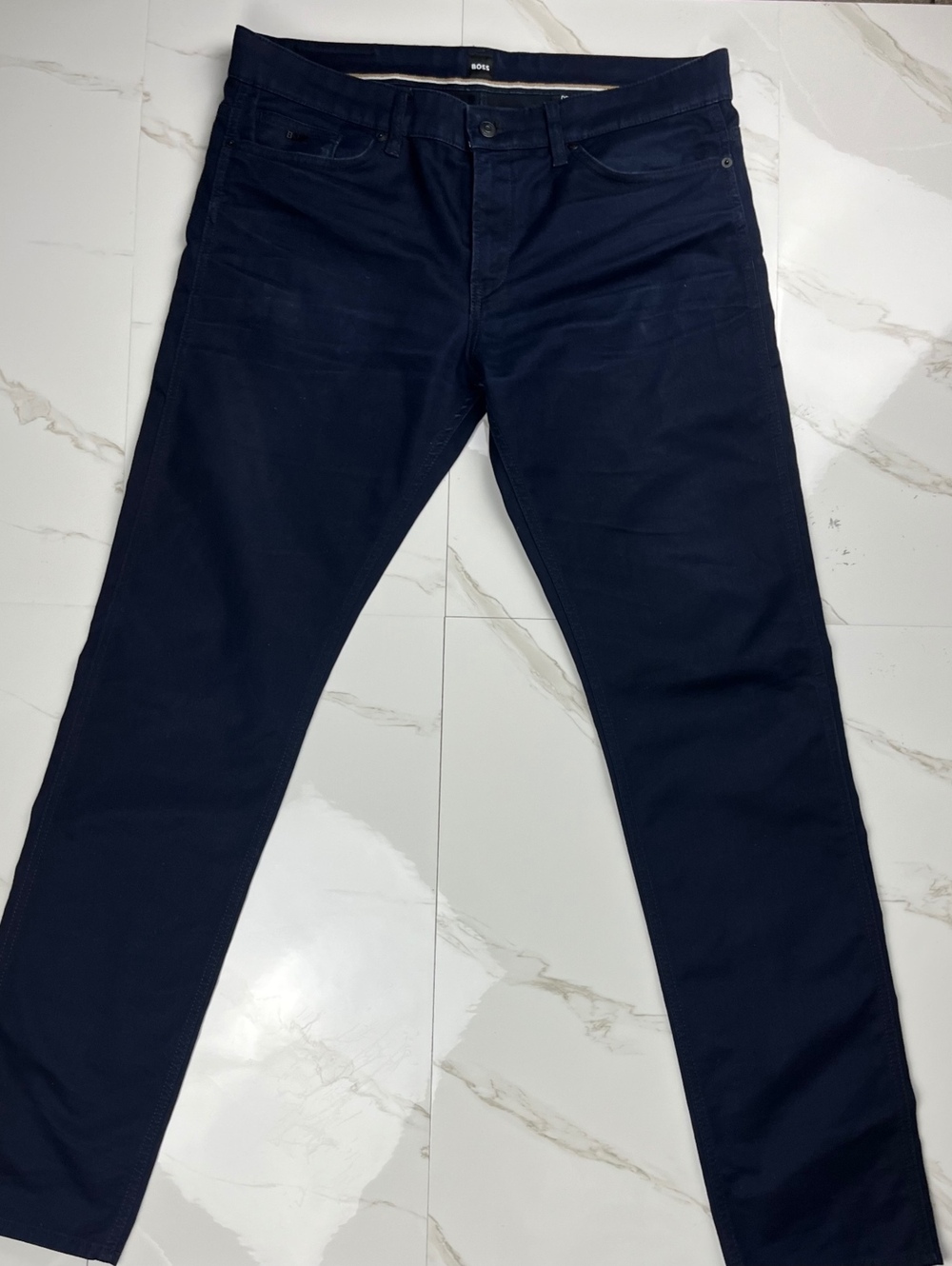 BOSS Men's Navy Blue Pants Size 33 Slim Fit Casual